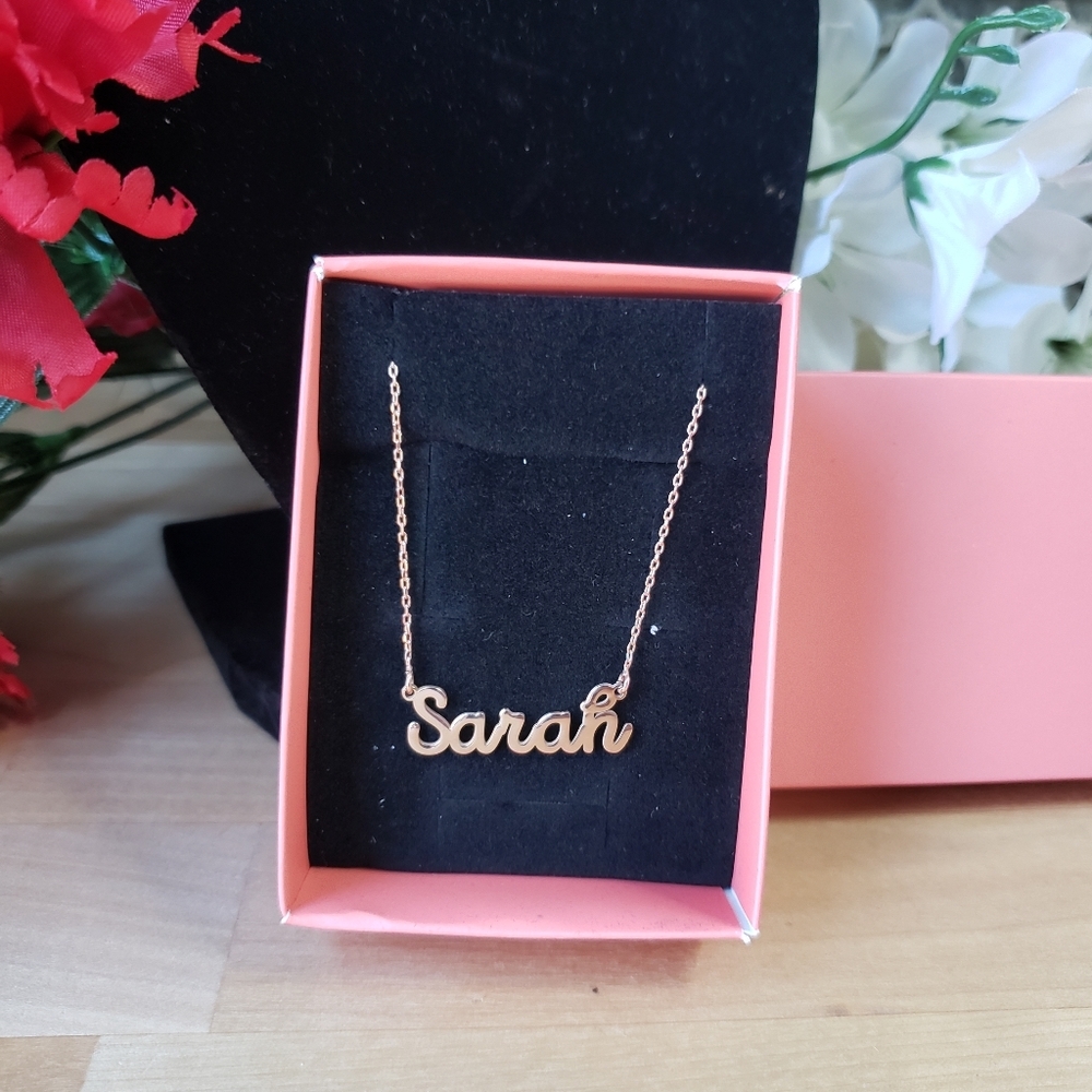 "Sarah" Intial Necklace 14K Rose Gold
